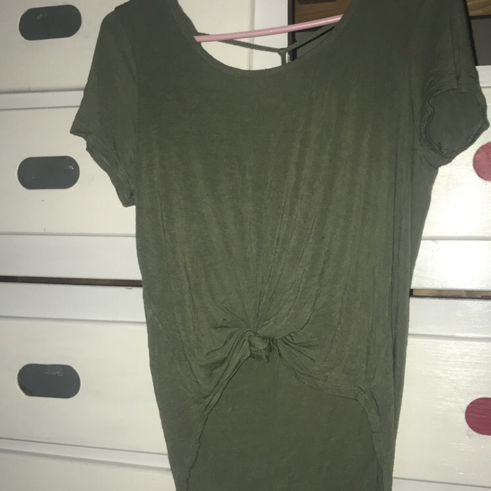 Dark green open half back shirt